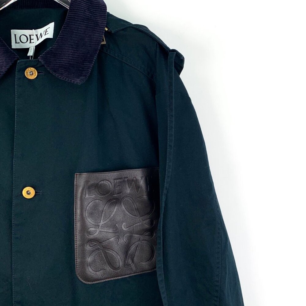 Loewe Dark green cotton hooded single-breasted long-sleeve jacket - Picture 3 of 7